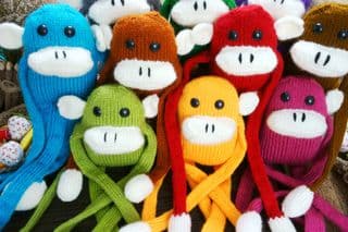 Handcrafted Monkey Plush Toys in Rainbow Colors