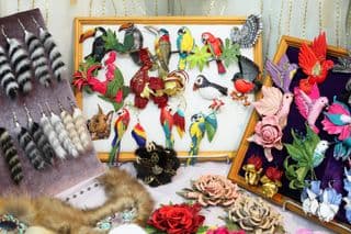 Colorful Birds and Floral Accessories Display