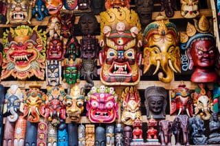Vibrant Traditional Nepalese Wooden Masks Collection